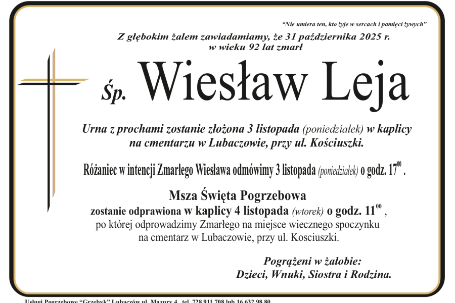 Zmarł Wiesław Leja [92 lata]